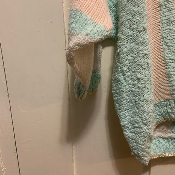 Vintage VTG 80s Exclusive Imports v-neck sweater pastel embroidered and sequined - Picture 5 of 5